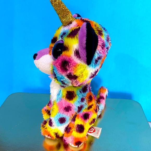 BEANIE BOOS SILK 2019 COLLECTIBLE GISELLE RAINBOW UNICORN SPARKLY PURPLE EYES - Picture 4 of 12
